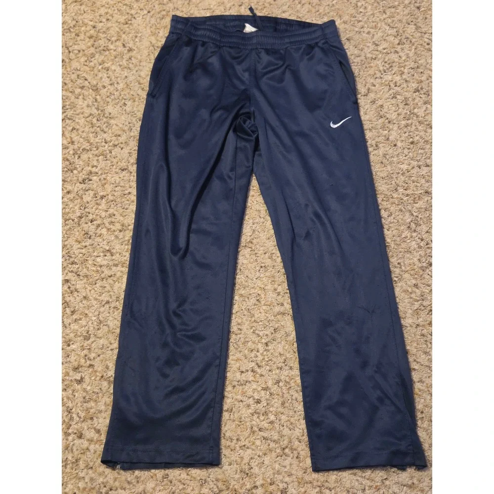 Nike Fit Dry Elastic Waistband Sweatpants Leg Zip Mens Size Small Navy